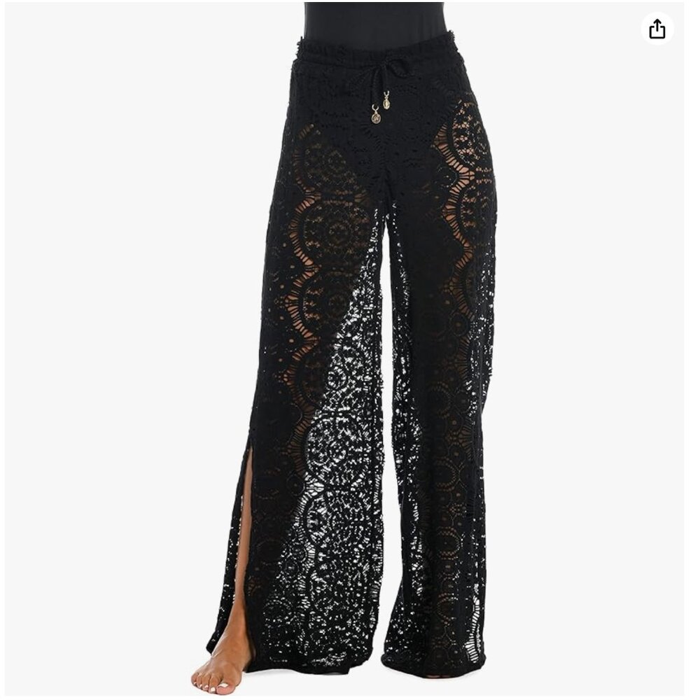 Sunshine 79 Women's Black Palazzo Pant Swim Cover Up